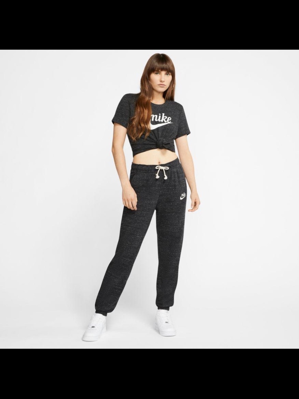 Nike Women’s Sportswear Gym Vintage Distressed Pants in Black/Sail